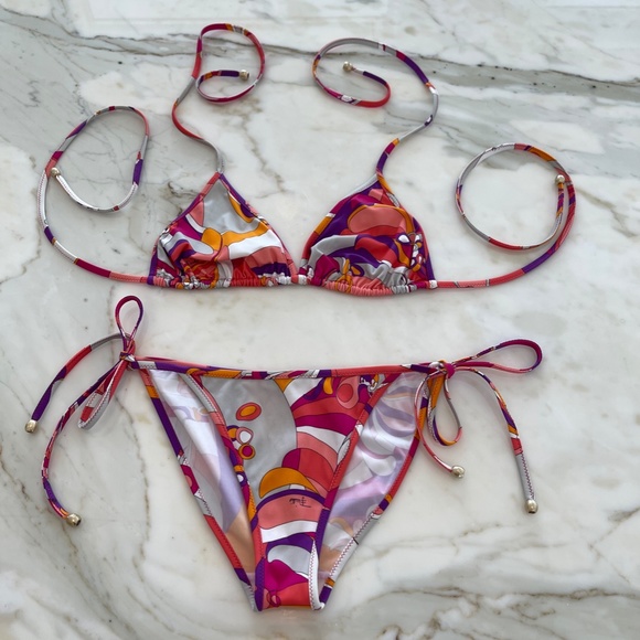 EMILIO PUCCI PINK MULTI BIKINI SIZE IT 42 / US 8 - Picture 2 of 16